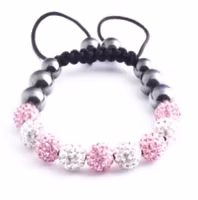 Shamballa Armband - Rosa/Vit