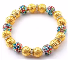 Armband shamballa - Guld/Multi