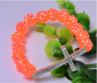 Shamballa Kors Armband - Orange