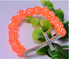 Shamballa Kors Armband - Orange