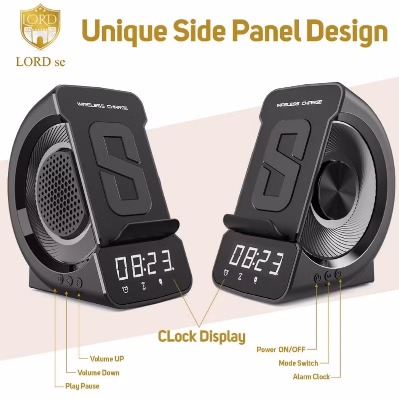 WD-200 Bluetooth Speaker Wireless Charger Digital Alarm Clock Radio