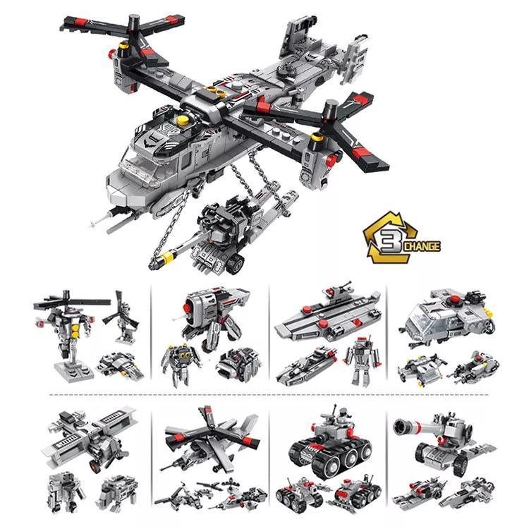 8in1 Transporter Mini Building Blocks - Military Transform Car Toys +6