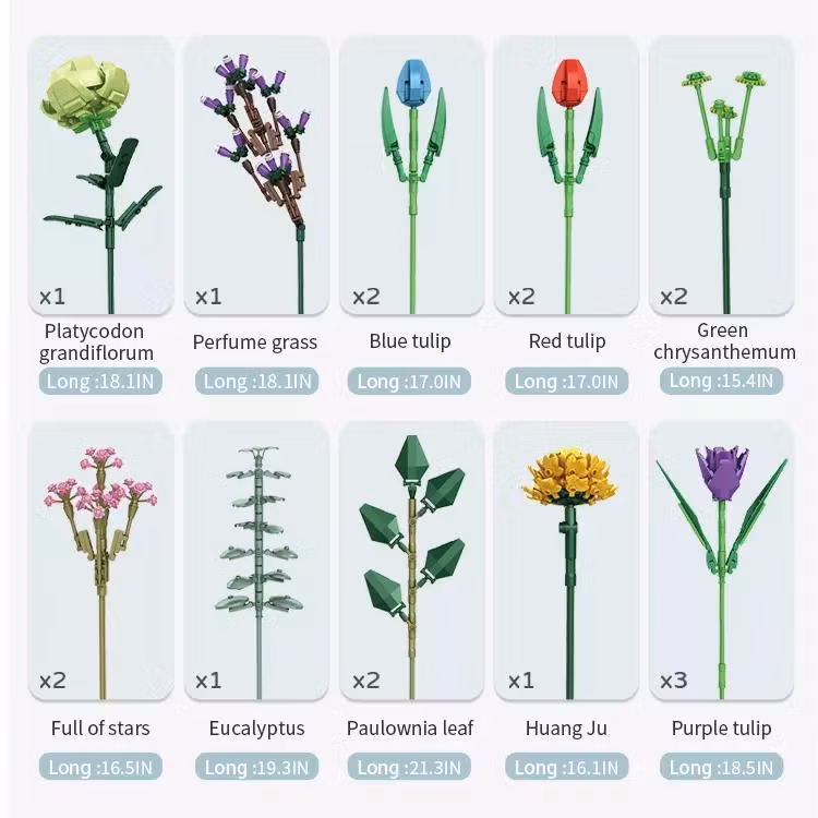 Blommor bukett byggstenar Kit - Leksak Byggkloss 999 st.