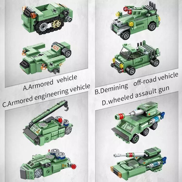 Universaltank -Tegel Pedagogisk leksak Barn Byggleksak - Militär Robot byggklossar