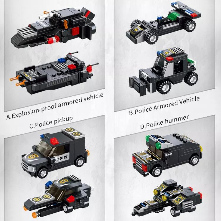 Robot Building Toys - 8 in 1 Brick Armored Vehicle Set Building Blocks Toys - Police Swat