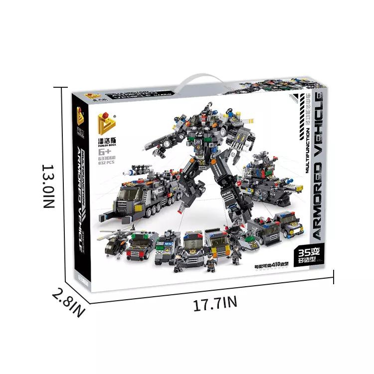 Robot Building Toys - 8 in 1 Brick Armored Vehicle Set Building Blocks Toys - Police Swat