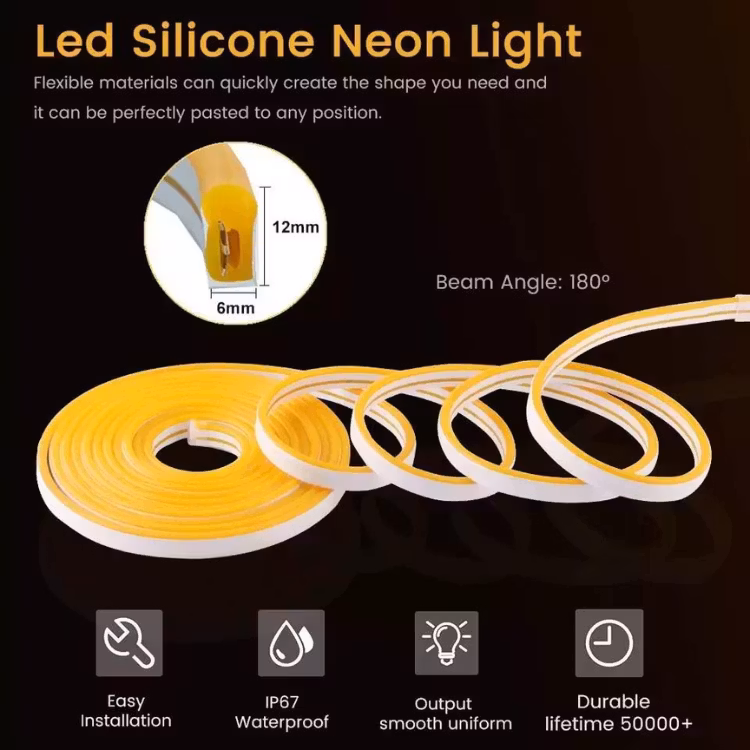 Waterproof Neon Flexible Rope Light - Silicone Neon LED Strips Light -5M
