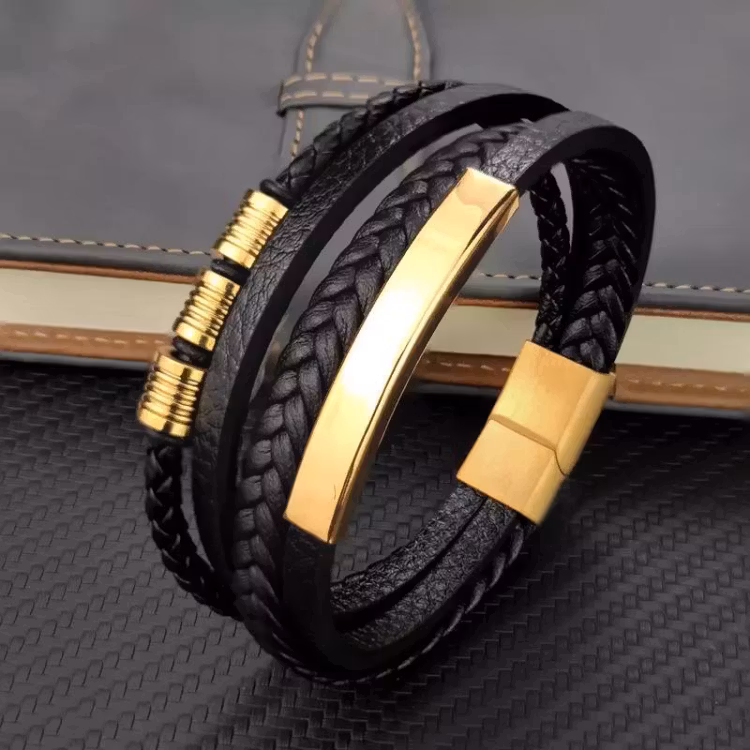 Läder armband svart läderband Handgjorda