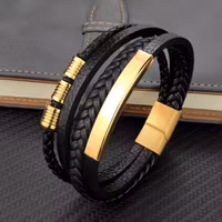 Läder armband svart läderband Handgjorda