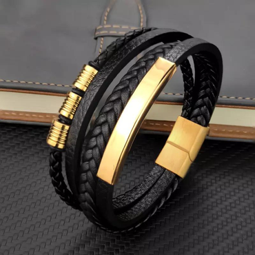 Läder armband svart läderband Handgjorda