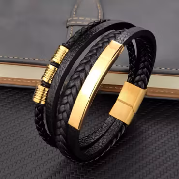 Läder armband svart läderband Handgjorda