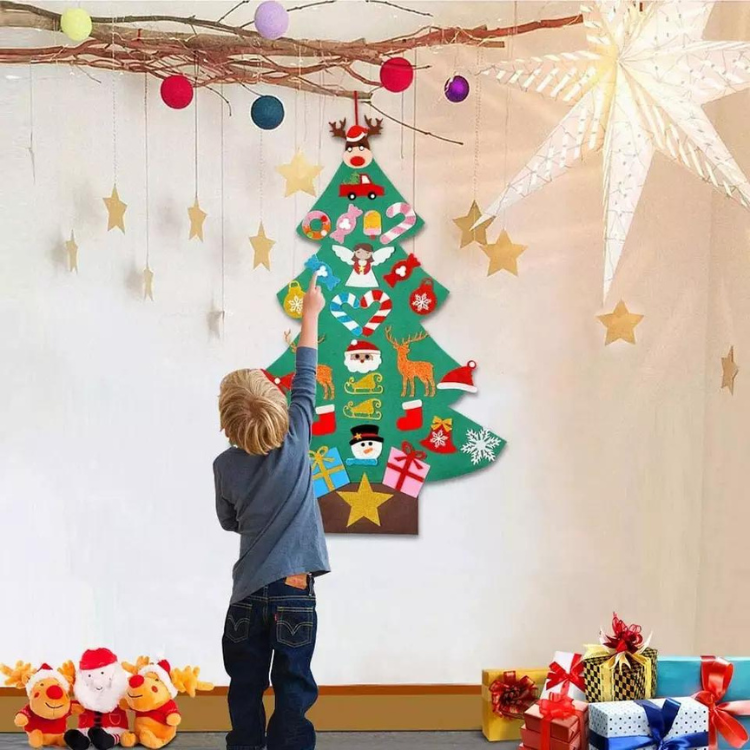 DIY filt julgran för barn Vägghängande dekorationer