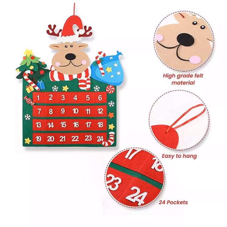 Diy Juldekorationer filt adventskalender med fickor
