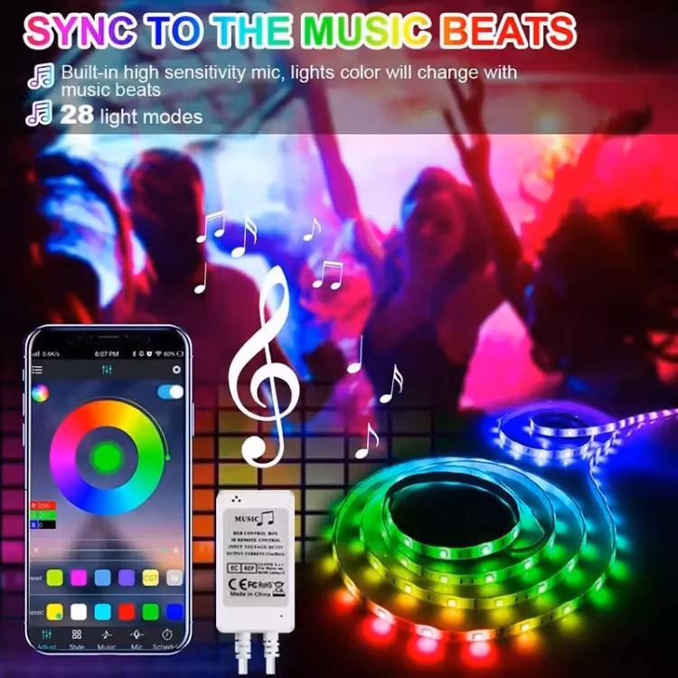 Smart WiFi 5050 SMD RGB Waterproof LED Strip Light Smart Wifi Led Strip Lights with Alexa Google Assistant App