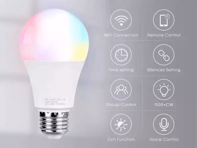 Trådlösa smarta LED-lampor WiFi med Alex och Google 10W