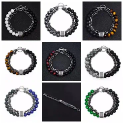 Armband Natural Frosted Beads Stone Tiger Eye -Yoga Natursten