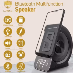WD-200 Bluetooth-högtalare trådlös laddare Digital väckarklocka radio