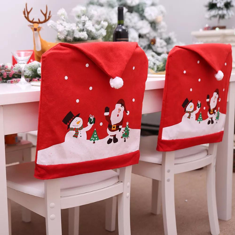 4 st jul stolsöverdrag, jultomte hatt stolsöverdrag