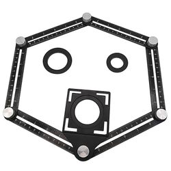 Multi vinkelmätning linjal, aluminiumlegering multifunktionell uppgradering 6-sidiga vinkel linjale