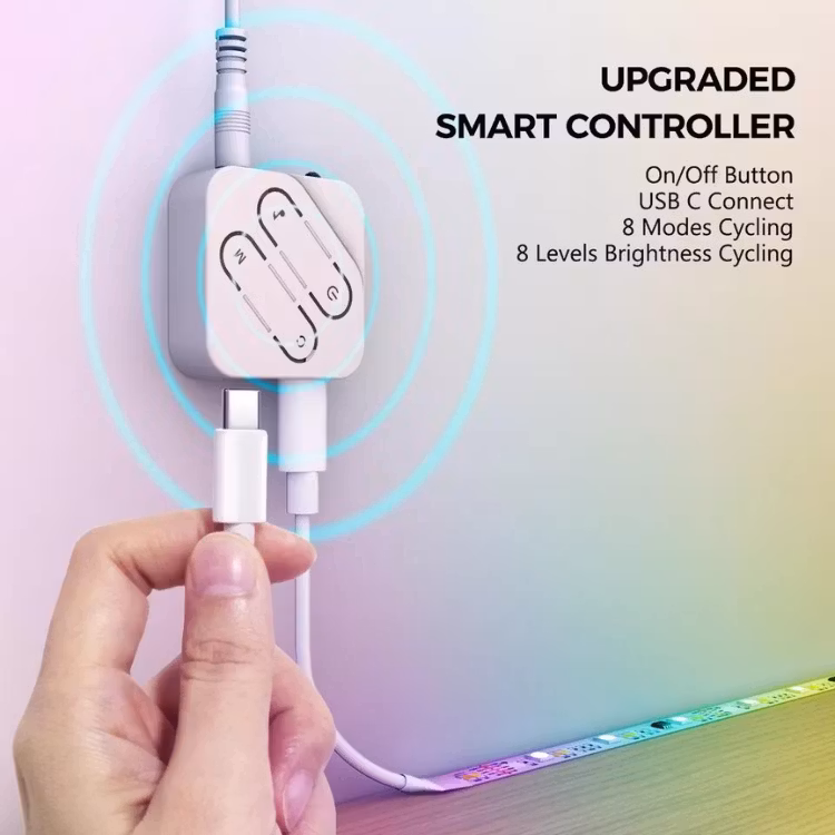 RGBIC LED remsa -Typ C - WiFi + Bluetooth- Ljusslinga 5M -10M