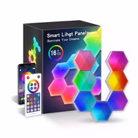 Sexkantig vägglampa |smart LED-belysning |väggpanel, appkontroll Wi-Fi + Bluetooth  |