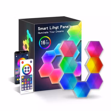 Sexkantig vägglampa |smart LED-belysning |väggpanel, appkontroll Wi-Fi + Bluetooth  |