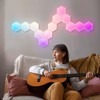 Sexkantig vägglampa |smart LED-belysning |väggpanel, appkontroll Wi-Fi + Bluetooth  |