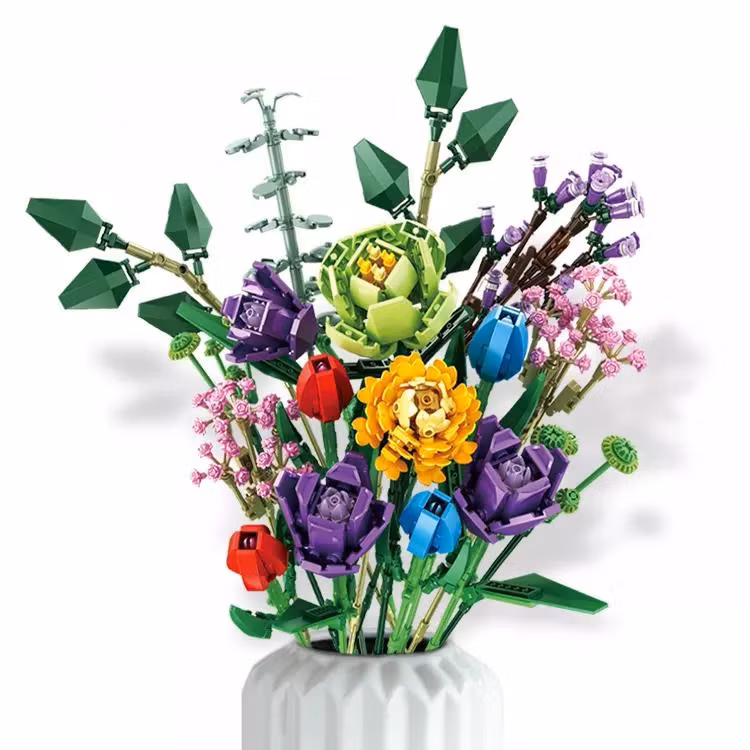 Blommor bukett byggstenar Kit - Leksak Byggkloss 999 st.