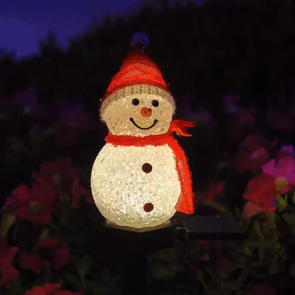 2 St, Snögubbe solar trädgårdsbelysning - LED (Röd farg)