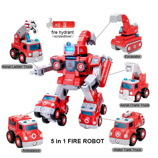 5 i 1 leksaksrobot bilar -Räddningen Modig Kombination - förvandla bil