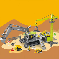Engineering construction cranes and trucks toys set