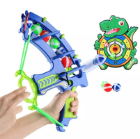 Toy bow and dart board for kids, sticky balls