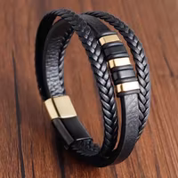 Flerlagers flätad äkta Läder armband handgjorda