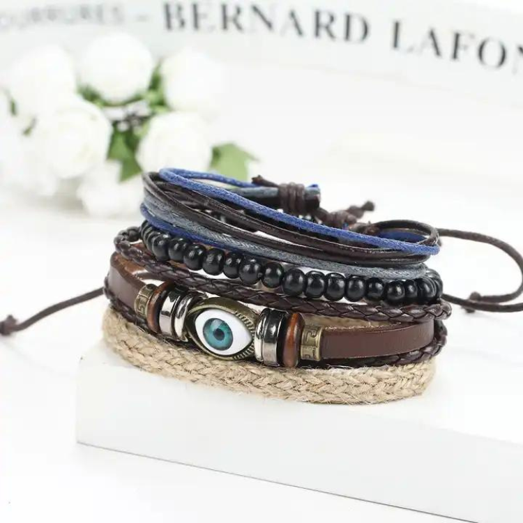 Bohemia vävda flätade läderarmband