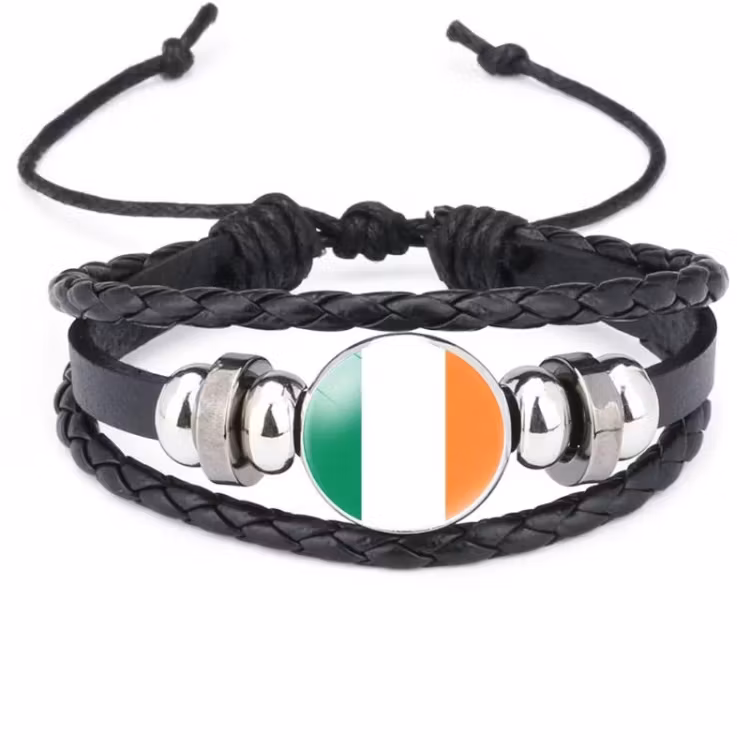 Nationell flagga stil armband tillbehör kohud justerbart