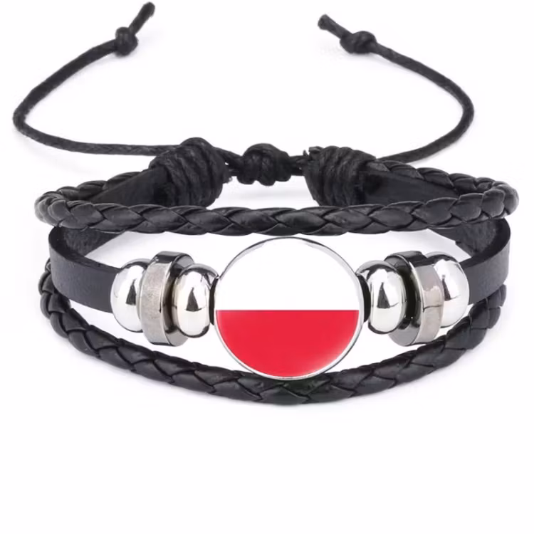 Nationell flagga stil armband tillbehör kohud justerbart