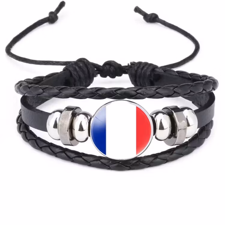 Nationell flagga stil armband tillbehör kohud justerbart