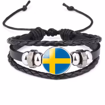 Nationell flagga stil armband tillbehör kohud justerbart