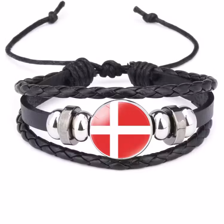 Nationell flagga stil armband tillbehör kohud justerbart