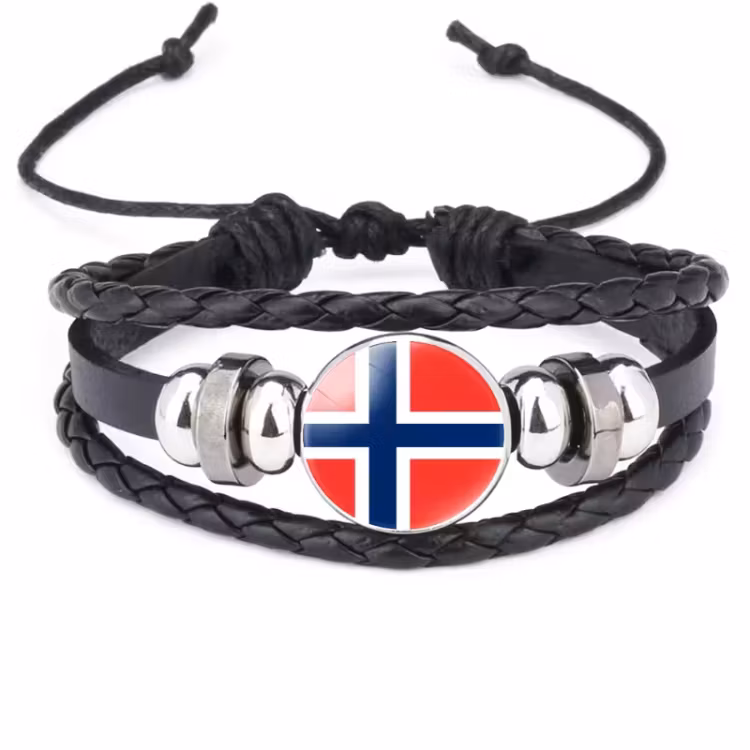 Nationell flagga stil armband tillbehör kohud justerbart