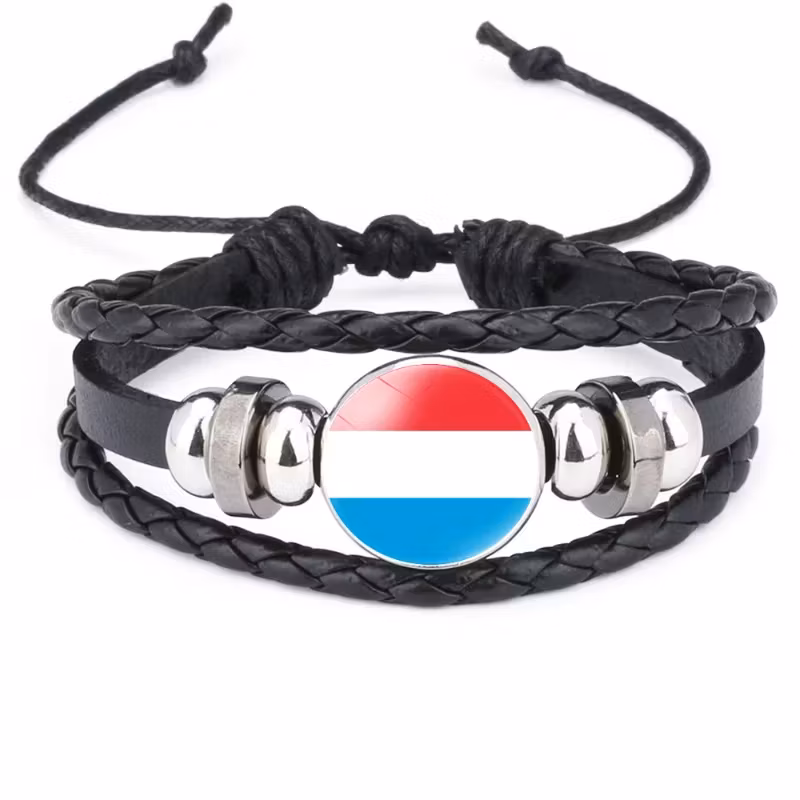 Europa landsflaggor mönster kohud armband justerbart