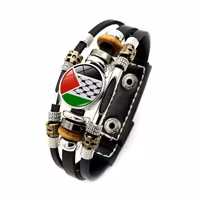 Palestinsk flagga armband- Palestina läder Flätat Armband