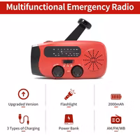 Vevradio Powerbank med LED-lampa - FM-radio, Solcell