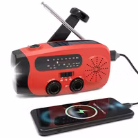 Vevradio Powerbank med LED-lampa - FM-radio, Solcell
