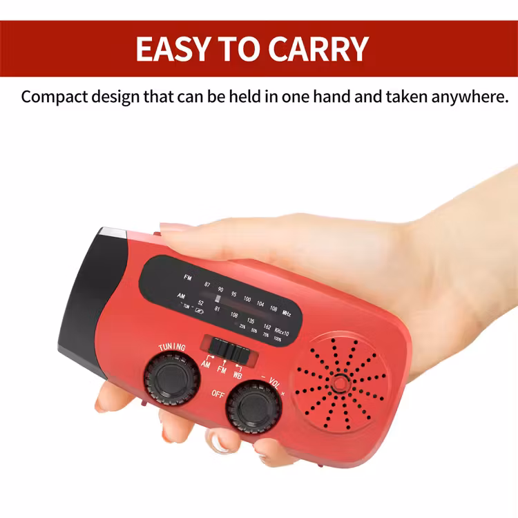 Vevradio Powerbank med LED-lampa - FM-radio, Solcell