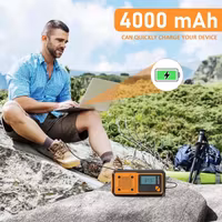 DAB+/FM Nöd Digital Campingradio med Li-Ion Batteri, Solpanel, Handvev, SOS, Ficklampa, Trådlös, Telefonladdare