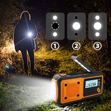 DAB+/FM Nöd Digital Campingradio med Li-Ion Batteri, Solpanel, Handvev, SOS, Ficklampa, Trådlös, Telefonladdare