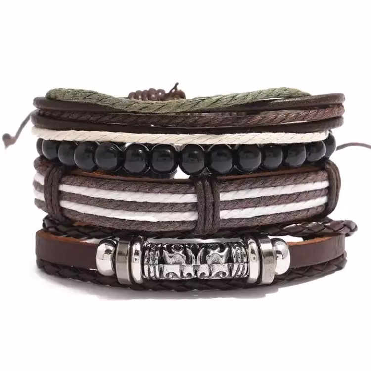 Vävda flätade läderarmband Justerbar