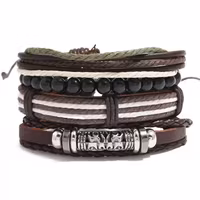Vävda flätade läderarmband Justerbar