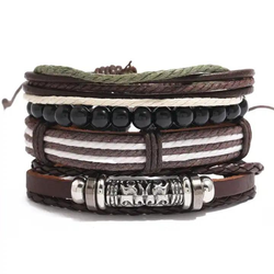 Vävda flätade läderarmband Justerbar